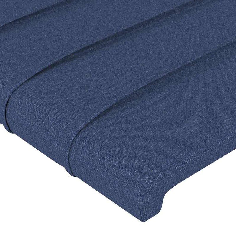 Tăblie de pat albastră 160x5x118/128 cm, material textil
