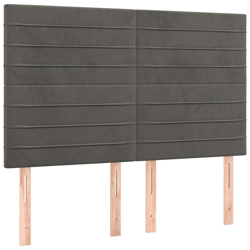 Tăblie de pat gri închis 144x5x118/128 cm catifea