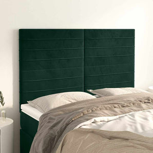 Tăblie de pat verde închis 144x5x118/128 cm catifea