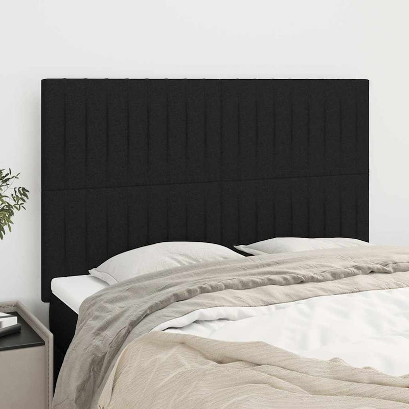 Tăblie de pat neagră 144x5x118/128 cm, material textil