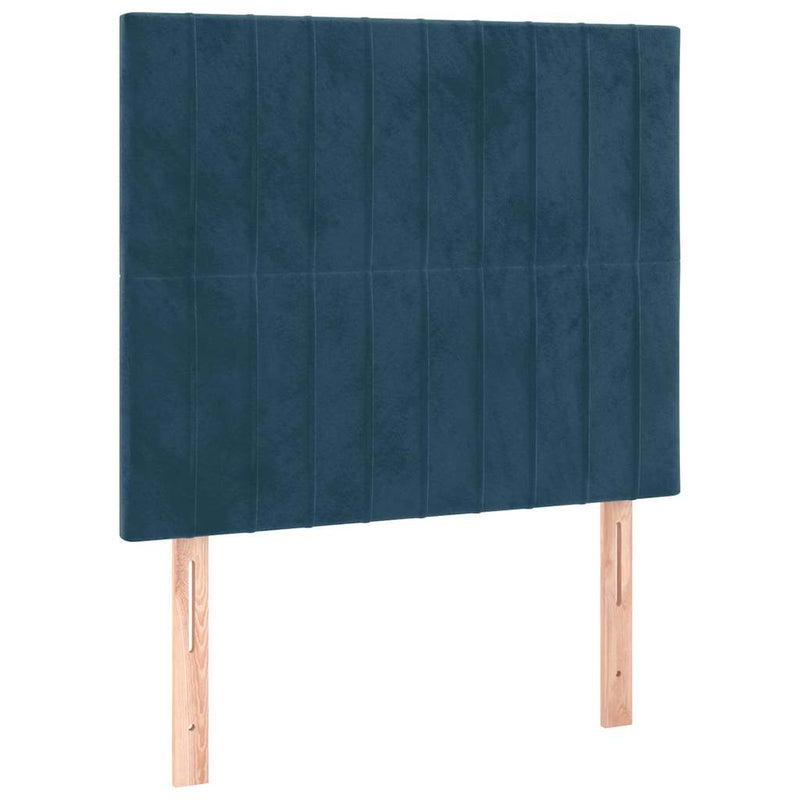 Tăblie de pat albastru închis 90x5x118/128 cm catifea