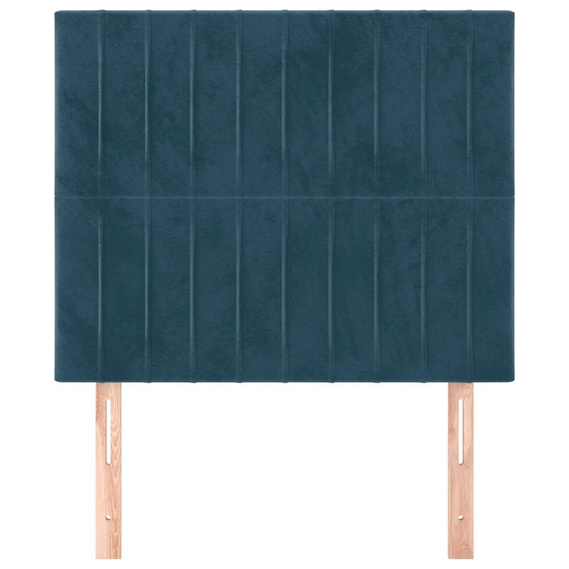 Tăblie de pat albastru închis 90x5x118/128 cm catifea