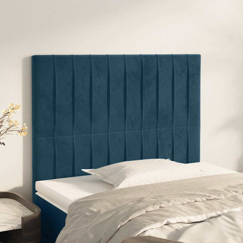 Tăblie de pat albastru închis 90x5x118/128 cm catifea