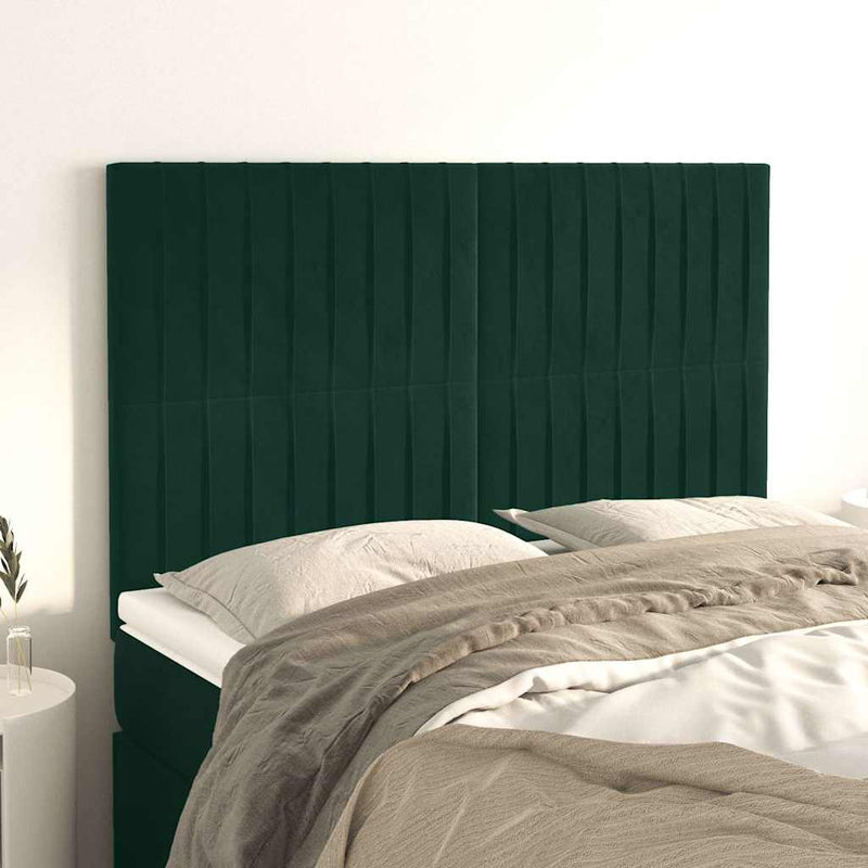 Tăblie de pat verde închis 144x5x118/128 cm catifea