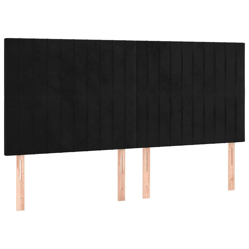 Tăblie de pat neagră 160x5x118/128 cm catifea