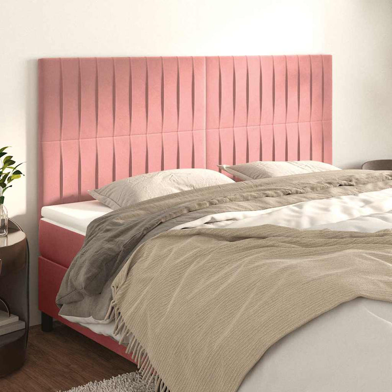 Tăblie de pat roz 160x5x118/128 cm catifea