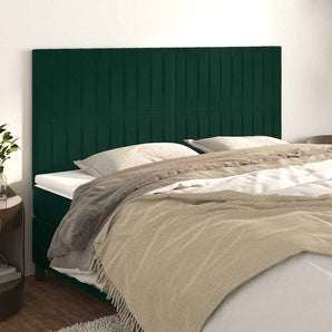 Tăblie de pat verde închis 180x5x118/128 cm catifea