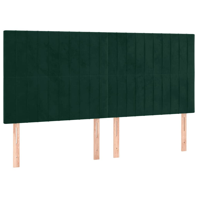 Tăblie de pat verde închis 200x5x118/128 cm catifea