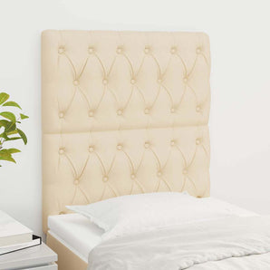 Tăblie de pat crem 80x7x118/128 cm, material textil