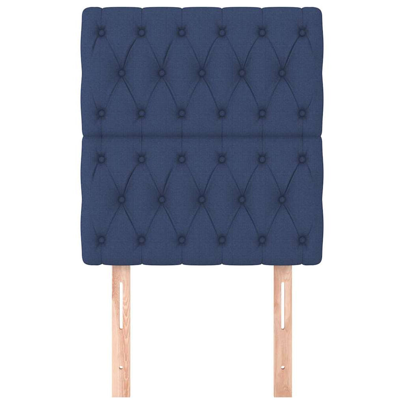 Tăblie de pat albastră 80x7x118/128 cm, material textil