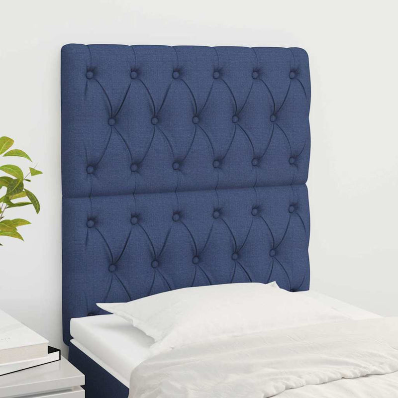 Tăblie de pat albastră 80x7x118/128 cm, material textil