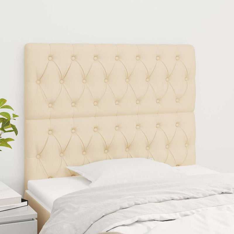Tăblie de pat crem 90x7x118/128 cm, material textil