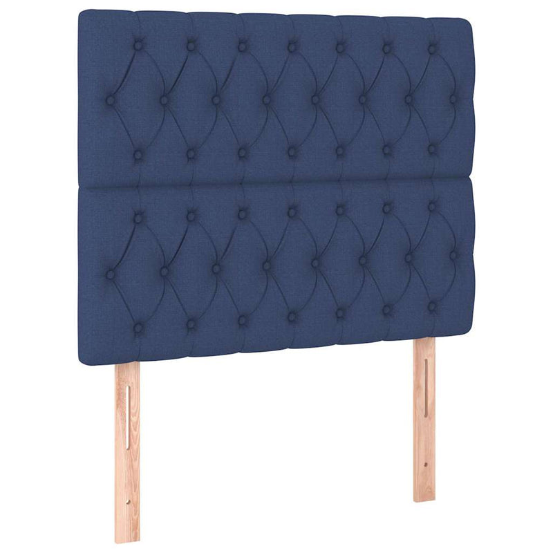Tăblie de pat albastră 90x7x118/128 cm, material textil
