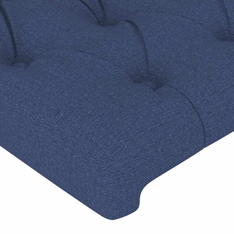 Tăblie de pat albastră 90x7x118/128 cm, material textil