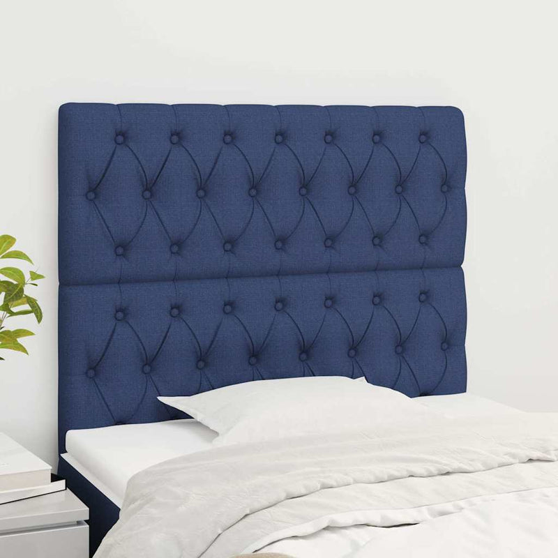 Tăblie de pat albastră 90x7x118/128 cm, material textil