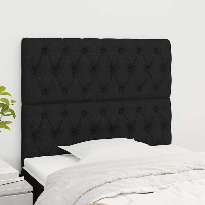 Tăblie de pat neagră 100x7x118/128 cm, material textil