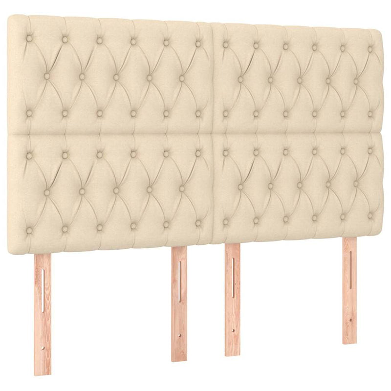 Tăblie de pat crem 144x7x118/128 cm, material textil