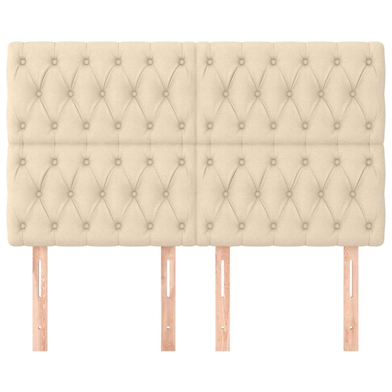 Tăblie de pat crem 144x7x118/128 cm, material textil