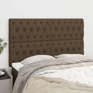 Tăblie de pat maro închis 160x7x118/128 cm, material textil