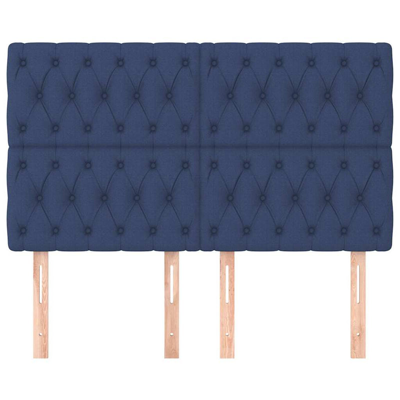 Tăblie de pat albastră 160x7x118/128 cm, material textil