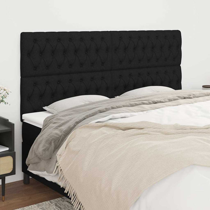 Tăblie de pat neagră 200x7x118/128 cm, material textil