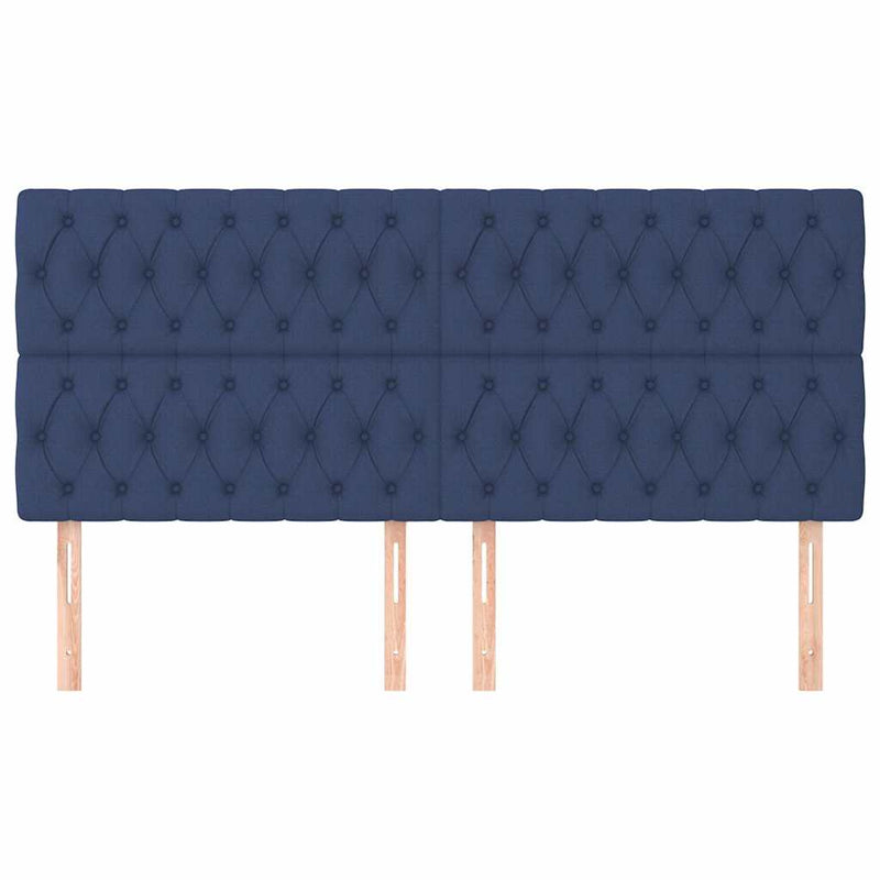Tăblie de pat albastră 200x7x118/128 cm, material textil