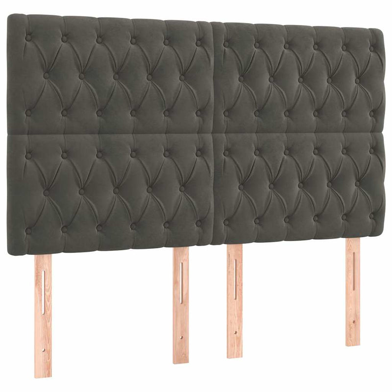 Tăblie de pat gri închis 160x7x118/128 cm catifea