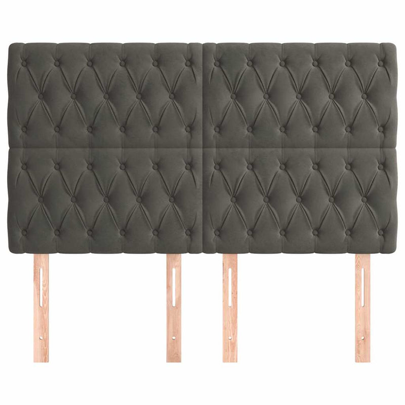Tăblie de pat gri închis 160x7x118/128 cm catifea