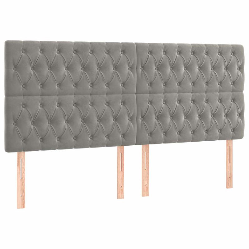 Tăblie de pat gri deschis 200x7x118/128 cm catifea