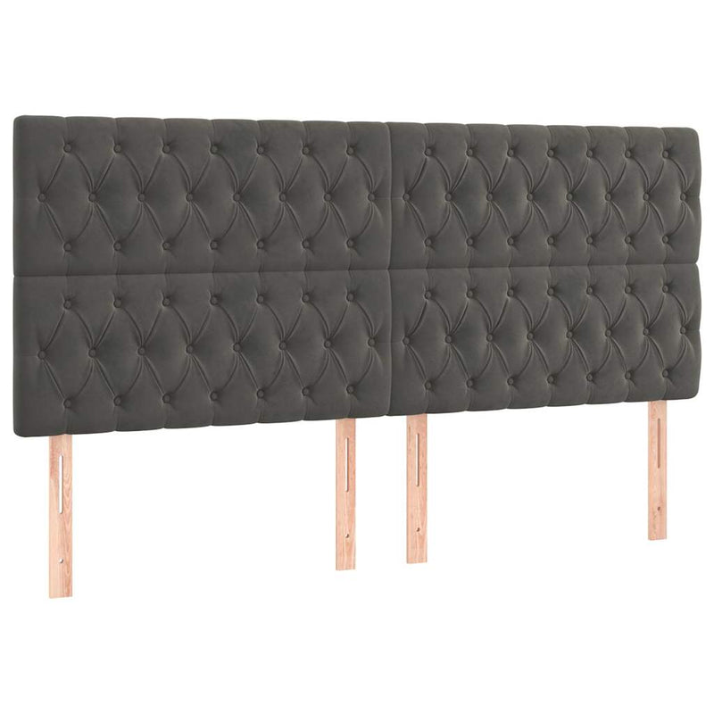 Tăblie de pat gri închis 200x7x118/128 cm catifea