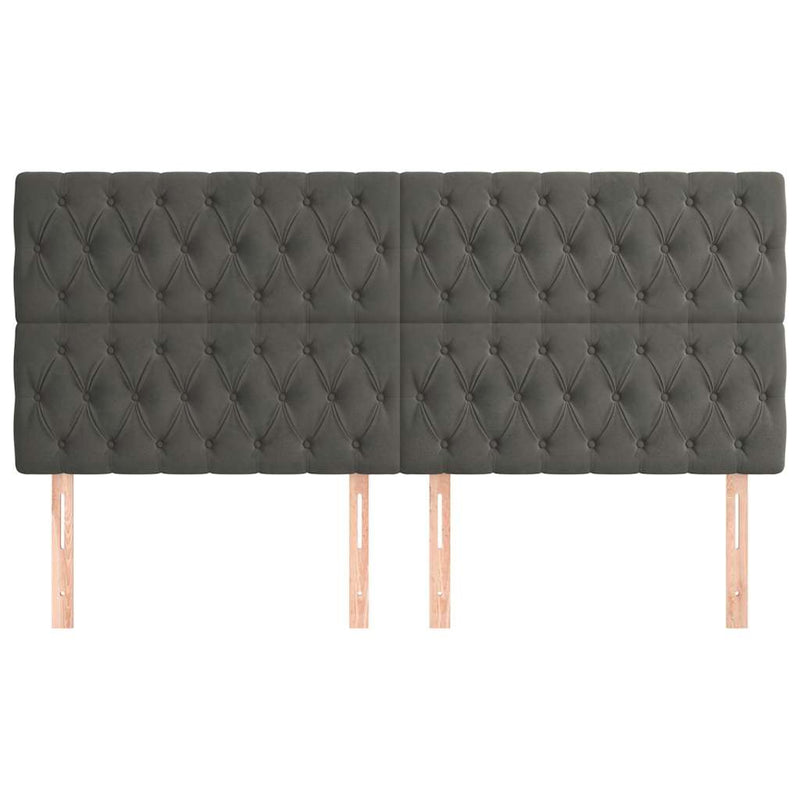 Tăblie de pat gri închis 200x7x118/128 cm catifea