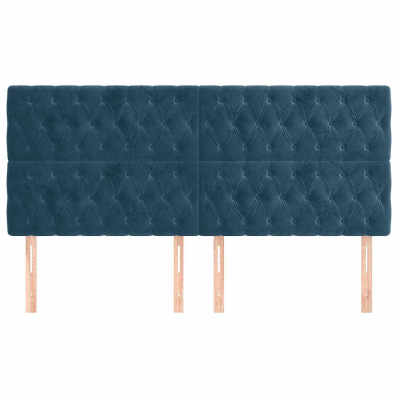 Tăblie de pat albastru închis 200x7x118/128 cm catifea