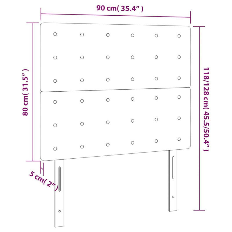 Tăblie de pat albastră 90x5x118/128 cm, material textil