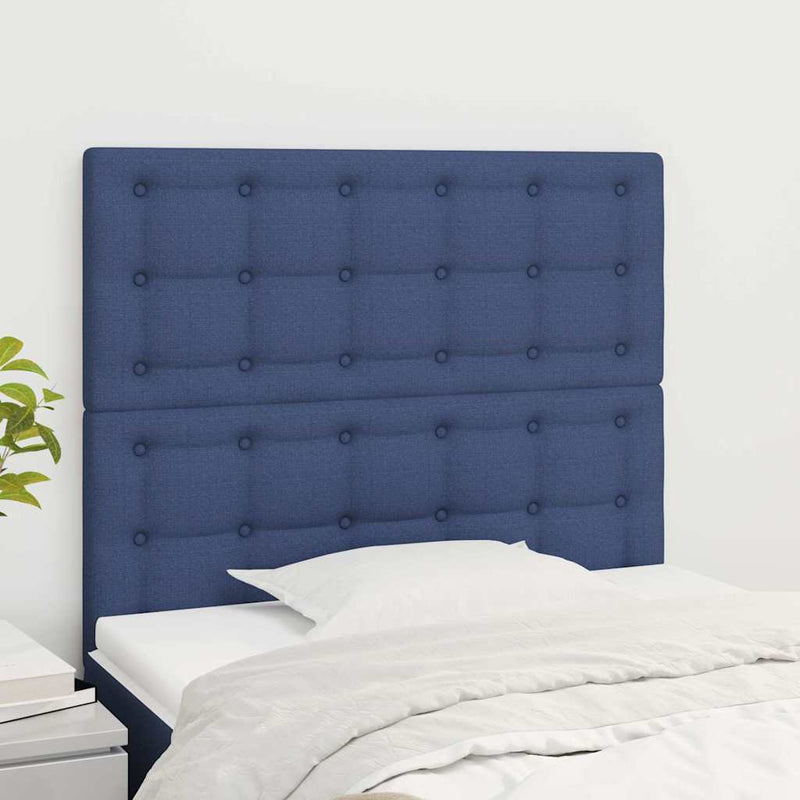 Tăblie de pat albastră 90x5x118/128 cm, material textil