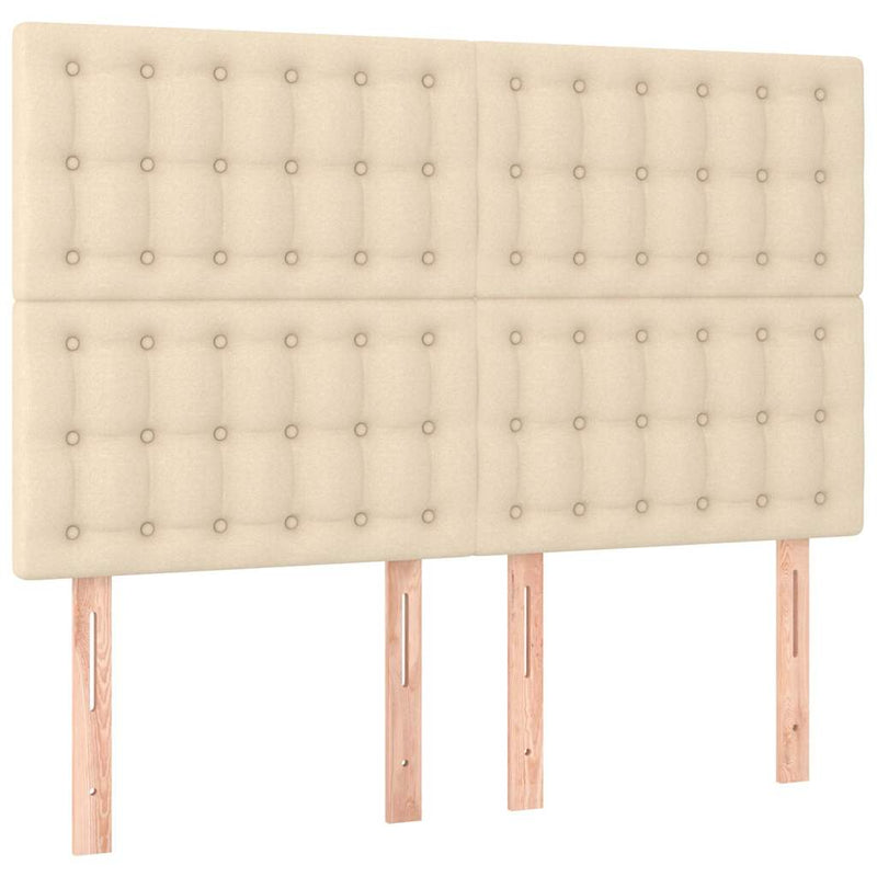 Tăblie de pat crem 144x5x118/128 cm, material textil