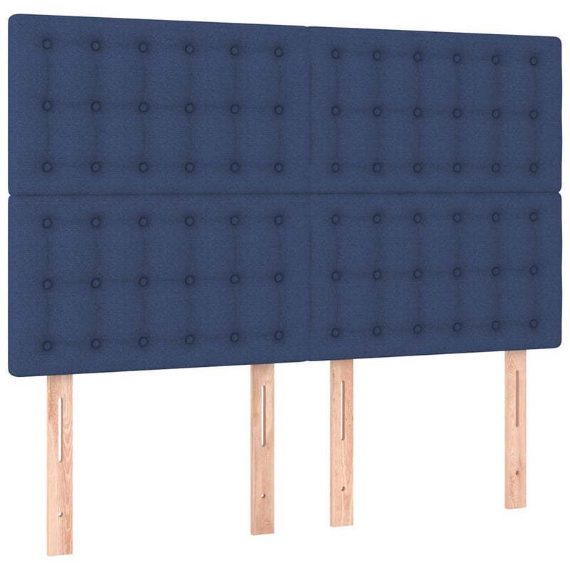 Tăblie de pat albastră 144x5x118/128 cm, material textil