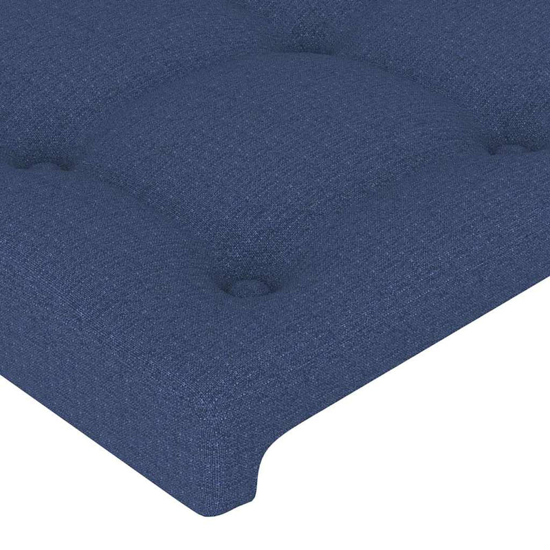 Tăblie de pat albastră 144x5x118/128 cm, material textil