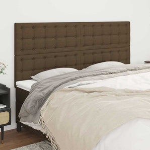 Tăblie de pat maro închis 200x5x118/128 cm, material textil