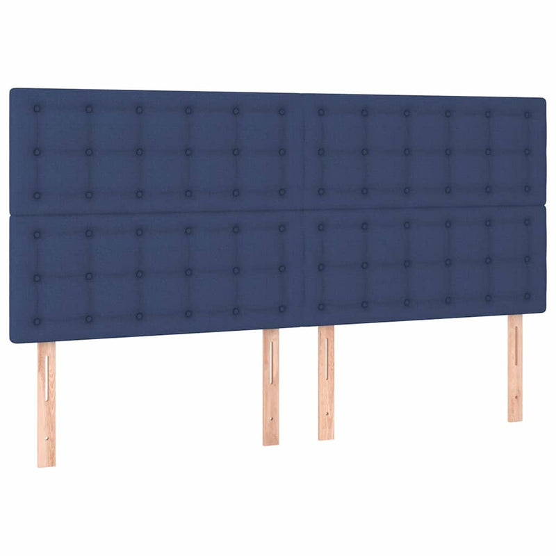 Tăblie de pat albastră 200x5x118/128 cm, material textil
