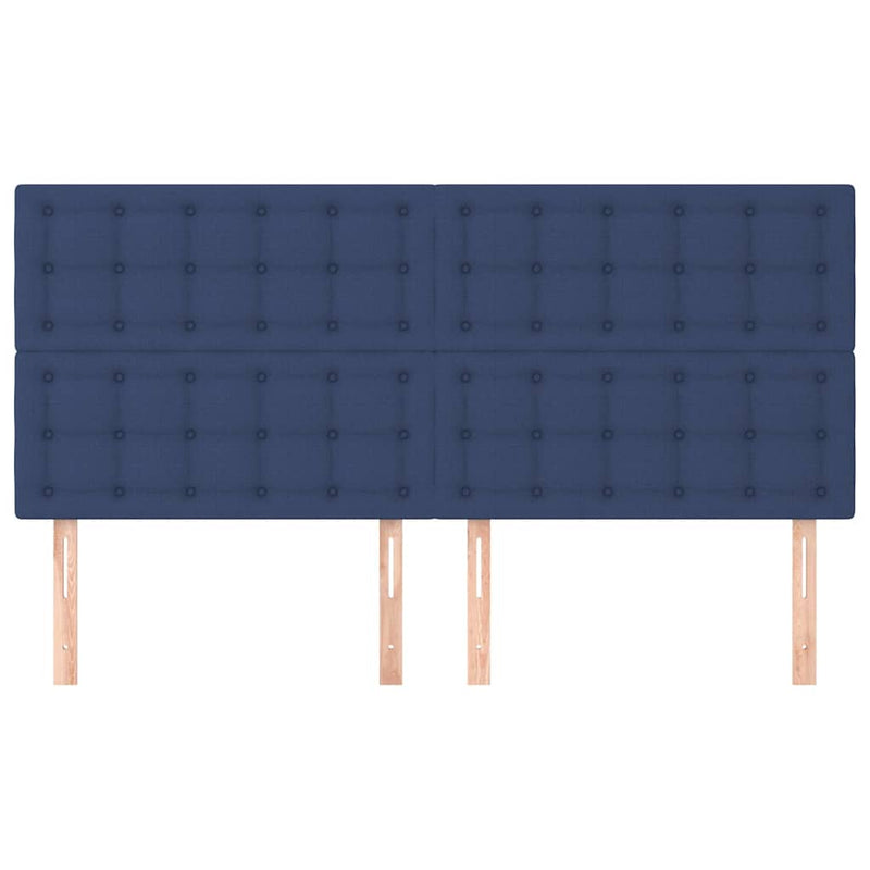 Tăblie de pat albastră 200x5x118/128 cm, material textil