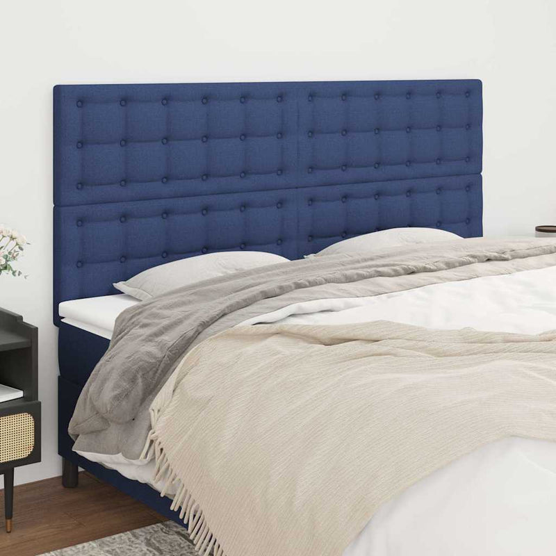 Tăblie de pat albastră 200x5x118/128 cm, material textil