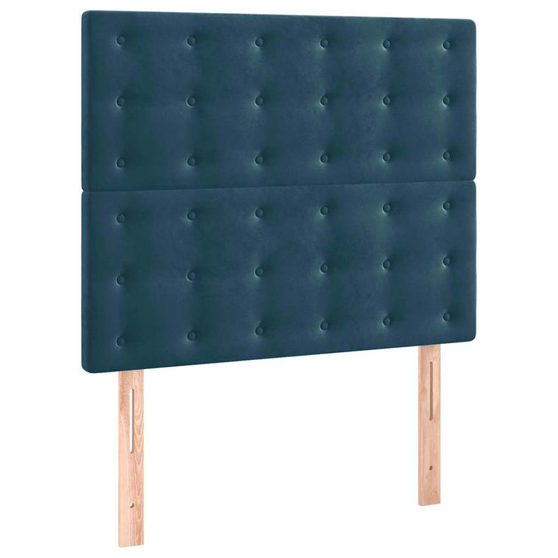 Tăblie de pat albastru închis 100x5x118/128 cm catifea