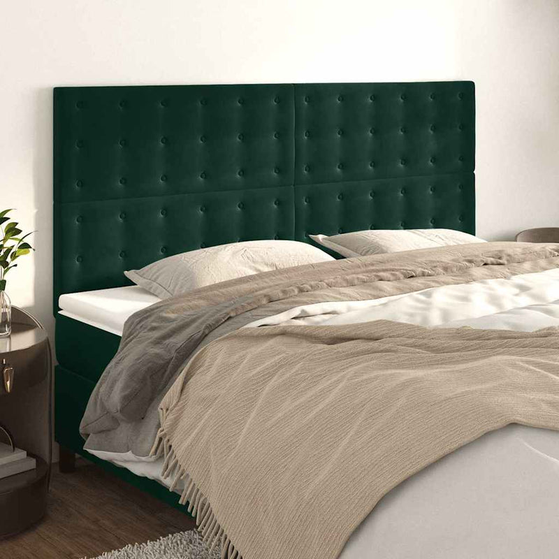 Tăblie de pat verde închis 160x5x118/128 cm catifea