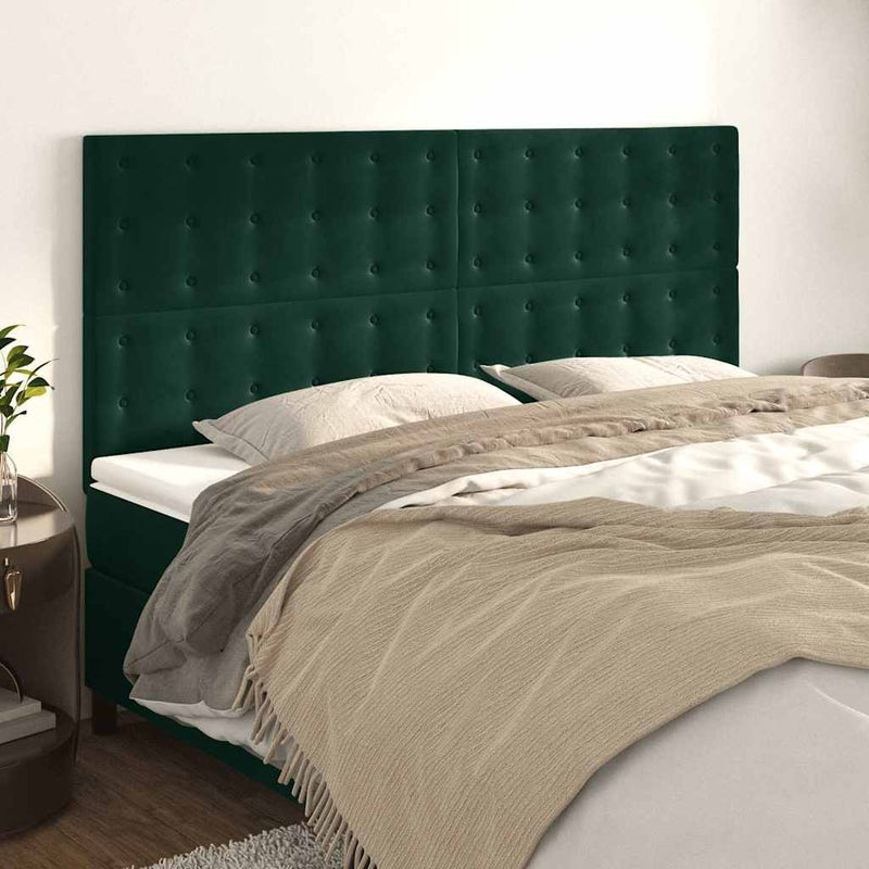 Tăblie de pat verde închis 180x5x118/128 cm catifea