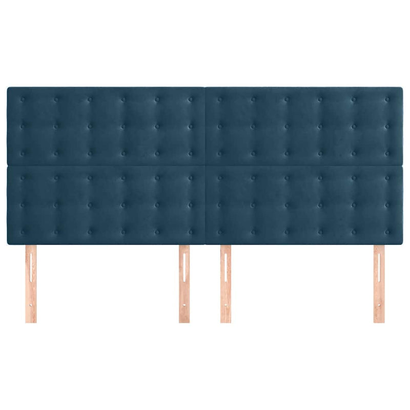 Tăblie de pat albastru închis 180x5x118/128 cm catifea