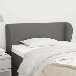 Tăblie de pat cu aripioare gri închis 83x23x78/88 cm textil