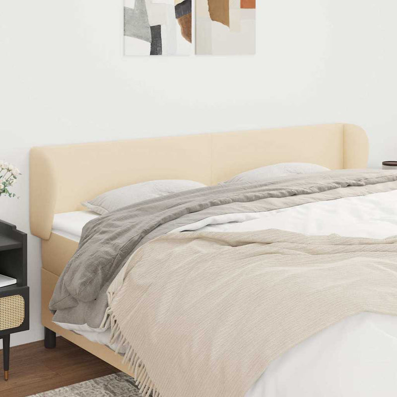 Tăblie de pat cu aripioare crem 183x23x78/88 cm material textil