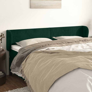 Tăblie de pat cu aripioare verde închis 163x23x78/88 cm catifea