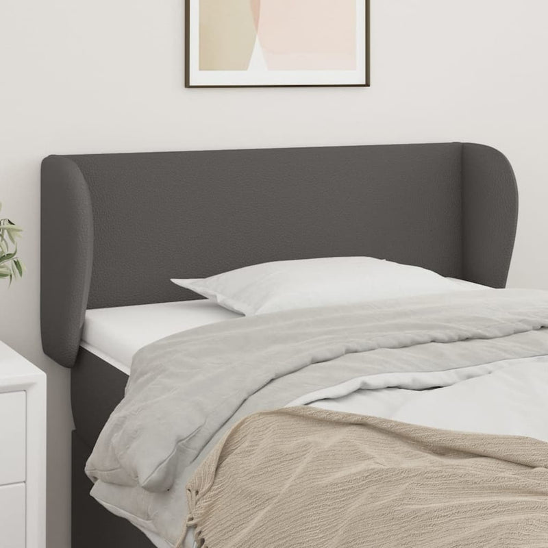 Tăblie de pat cu aripioare gri 83x23x78/88 cm piele ecologică