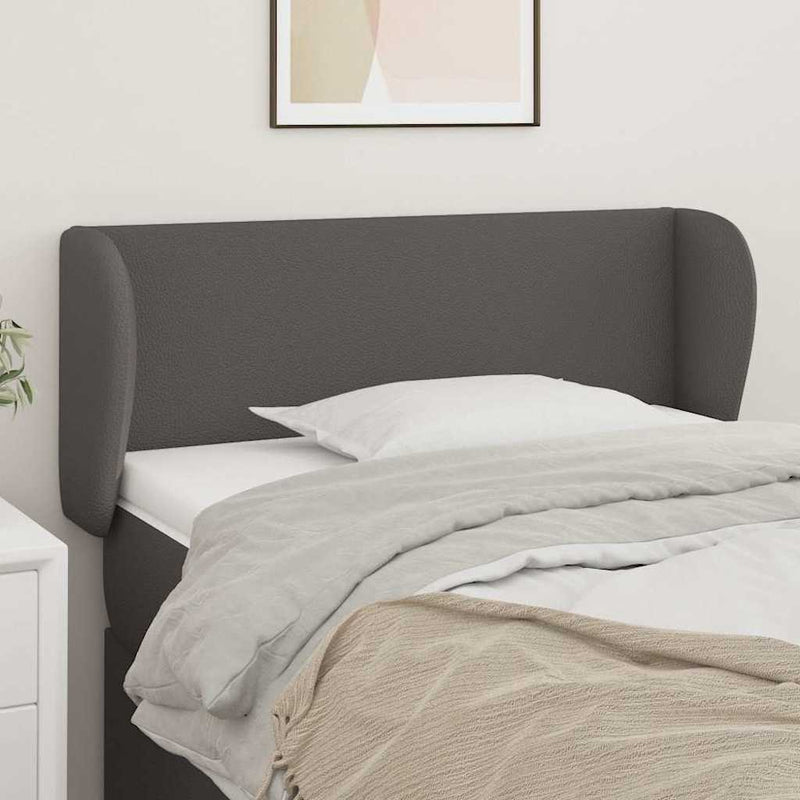 Tăblie de pat cu aripioare gri 93x23x78/88 cm piele ecologică